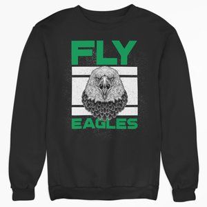 NEW Fly Eagles Philadelphia Fan Chant Long Sleeve Fleece Sweatshirt BLACK